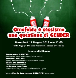 A Sassari si parla di “Omofobia e sessismo? Una questione di GENDER”